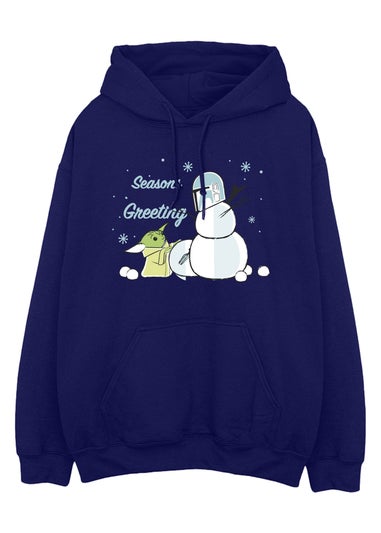 Star Wars Mandalorian Snowman Seasons Greeting Men Navy Hoodie