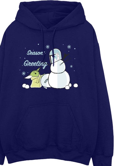 Star Wars Mandalorian Snowman Seasons Greeting Men Navy Hoodie