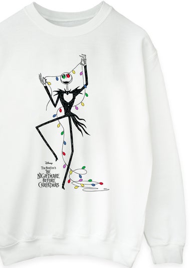 Disney The Nightmare Before Christmas Lights Men White Sweatshirt