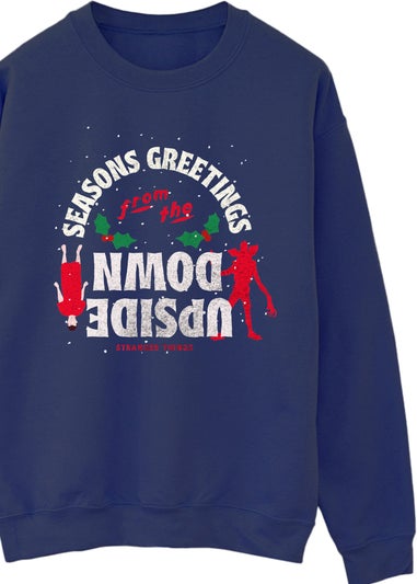 Netflix Stranger Things Upside Down Men Navy Sweatshirt