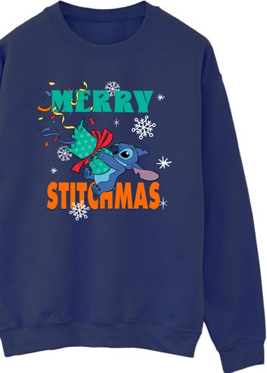 Disney Lilo & Stitch Merry Stitchmas Cracker Stitch Men Navy Sweatshirt