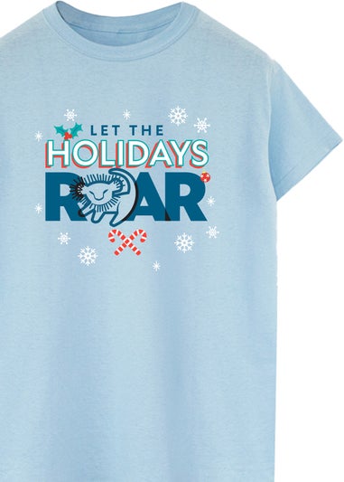 Disney Lion King Let The Holidays Roar Men Baby Blue T-Shirt