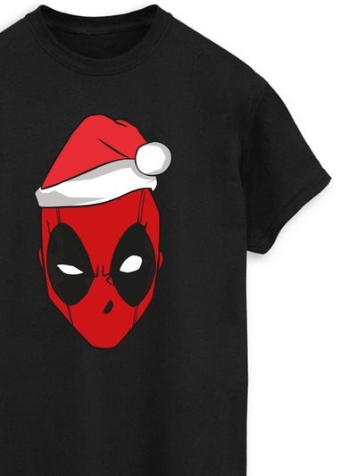 Marvel Deadpool Christmas Hat Men Black T-Shirt