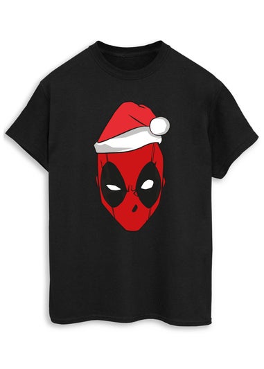 Marvel Deadpool Christmas Hat Men Black T-Shirt