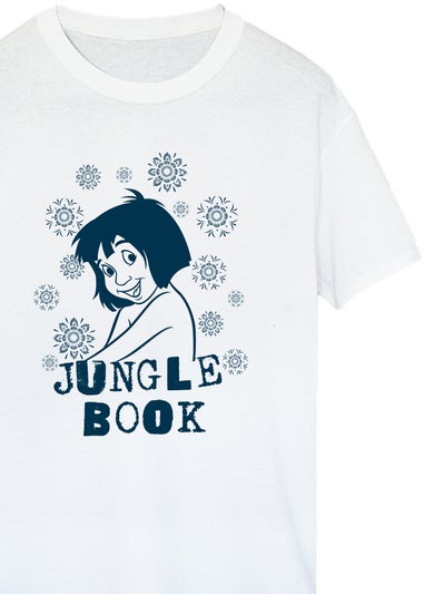 Disney Jungle Book Mowgli Flowers Men White T-Shirt