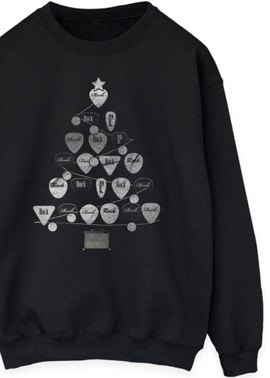 Christmas Guitar Pick Tree Men Black Sweatshirt