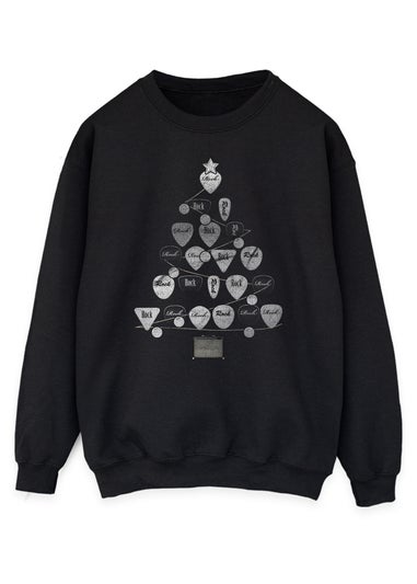 Christmas Guitar Pick Tree Men Black Sweatshirt