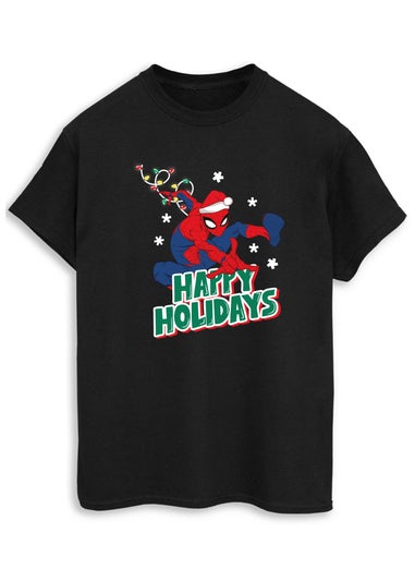 Marvel Spider-Man Happy Holidays Men Black T-Shirt