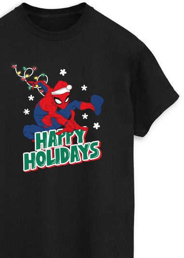 Marvel Spider-Man Happy Holidays Men Black T-Shirt