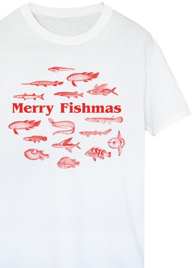 Christmas Merry Fishmas Men White T-Shirt