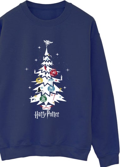 Harry Potter Christmas Tree Women Navy Sweatshirt