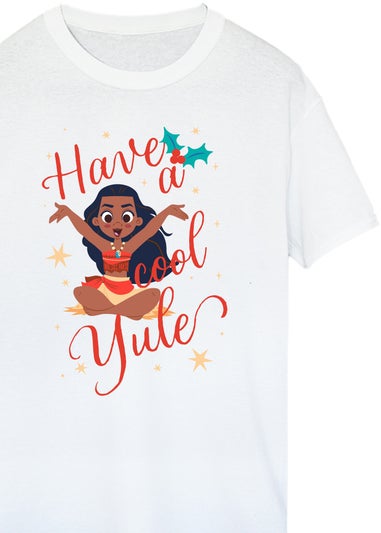 Disney Moana Have A Cool Yule Women White Boyfriend Fit T-Shirt