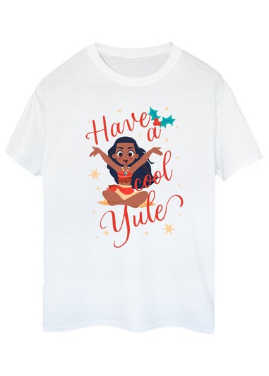 Disney Moana Have A Cool Yule Women White Boyfriend Fit T-Shirt