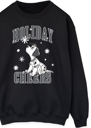 Disney 101 Dalmatians Spot Snowfall Holiday Cheers Women Black Sweatshirt