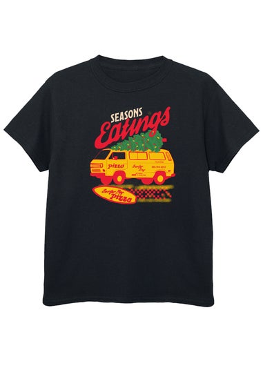 Netflix Stranger Things Eatings Kids Black T-Shirt (7-13 Years)