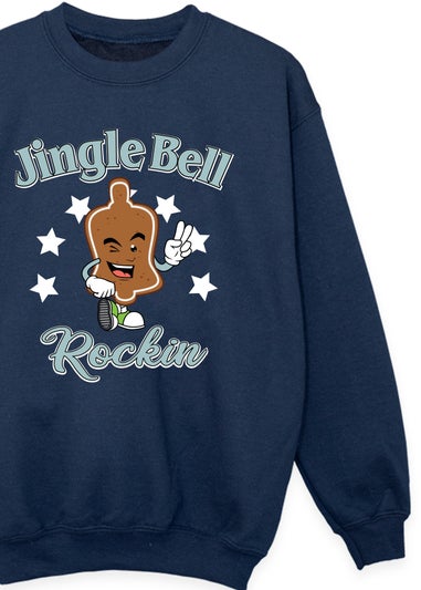 Christmas Jingle Bell Rocker Boys Navy Sweatshirt (3-13 Years)