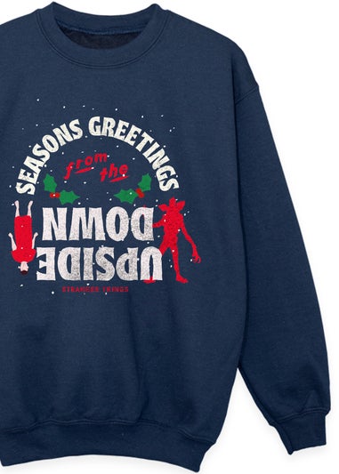 Netflix Stranger Things Upside Down Girls Navy Sweatshirt (7-13 Years)