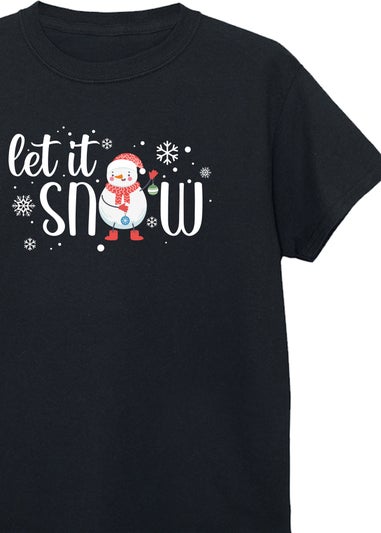 Christmas Let It Snow Boy Kids Black T-Shirt (3-13 Years)