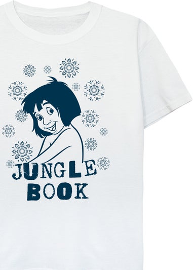 Disney Jungle Book Mowgli Flowers Boys White T-Shirt (3-13 Years)