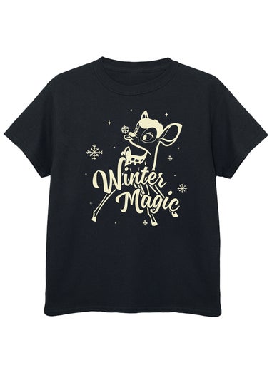 Disney Bambi Winter Magic Girls Black T-Shirt (3-13 Years)