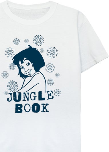 Disney Jungle Book Mowgli Flowers Girls White T-Shirt (3-13 Years)