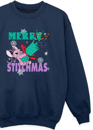 Disney Lilo & Stitch Merry Stitchmas Cracker Angel Girls Navy Sweatshirt (3-13 Years)