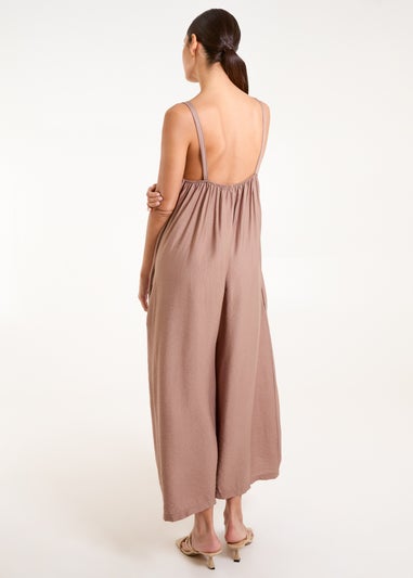 Blue Vanilla Brown Wide Leg Jumpsuit