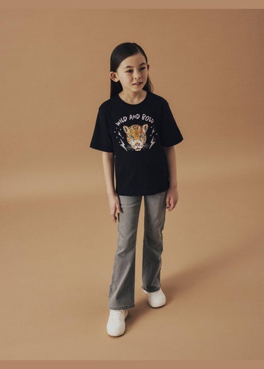 Name It Girls Black Leopard T-Shirt (6-12yrs)