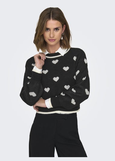 JDY Black Heart Jumper