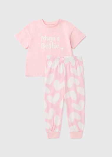 Girls Pink Mums Bestie Pyjama Set (1-13yrs)