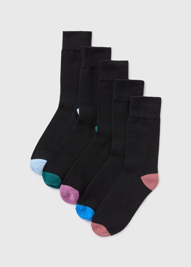 5 Pack Black Colour Toe Socks