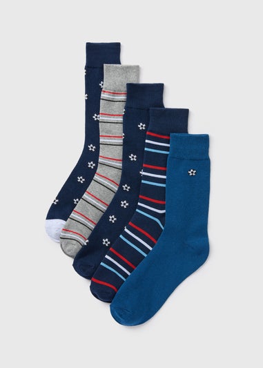 5 Pack Multicolour Stripe Football Socks