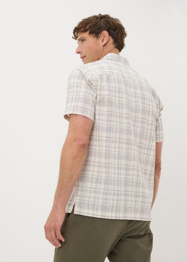 Ecru Textured Check Shirt