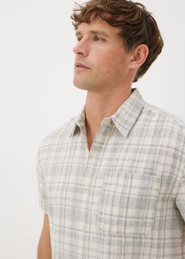 Ecru Textured Check Shirt