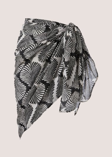 Black Mono Shell Print Sarong