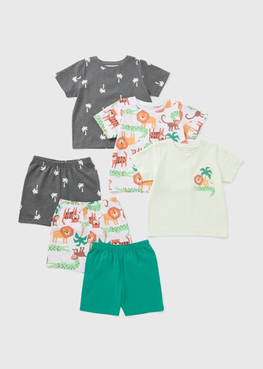 3 Pack Boys Multicolour Safari Pyjama Sets (1-7yrs)