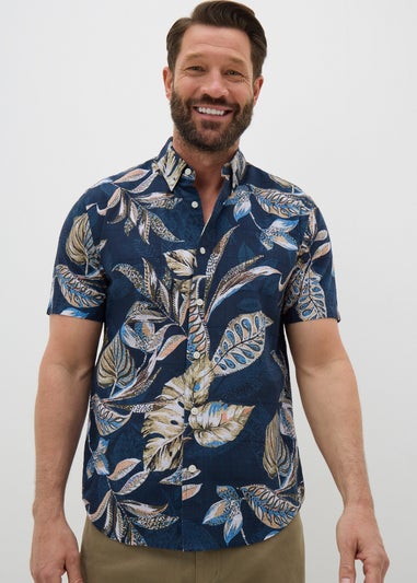 Navy Spring Print Shirt