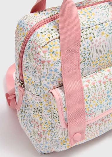 Girls Pink Floral Backpack