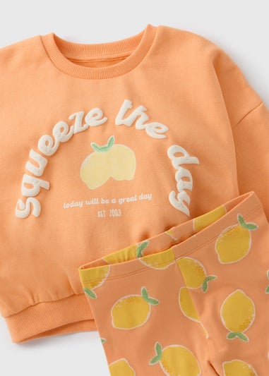 Girls Orange Lemon Sweatshirt & Legging Set (1-7yrs)