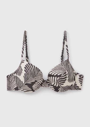 Black Mono Shell Print Cupped Bikini Top