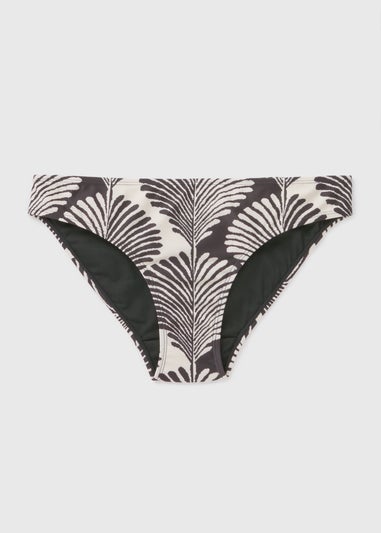 Black Mono Shell Print Mini Bikini Bottoms