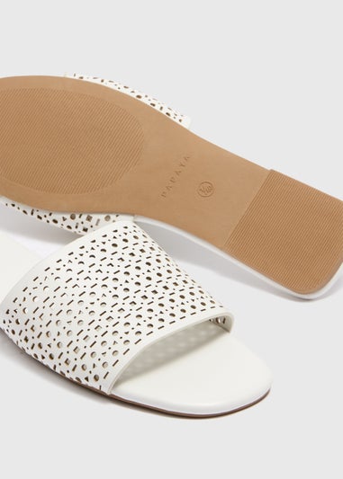 White Laser Cut Slider Sandal