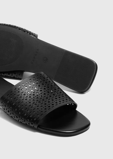 Black Laser Cut Slider Sandal