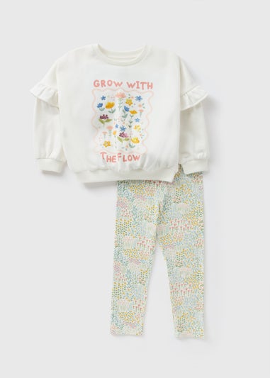 Girls Cream Grow Sweatshirt & Legging Set (1-7yrs)