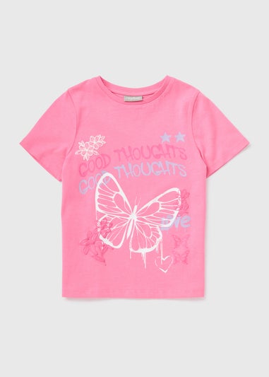 Girls Pink Butterfly T-Shirt (7-15yrs)