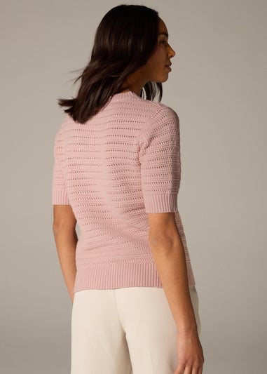 Et Vous Pink Pointelle Short Sleeve Jumper