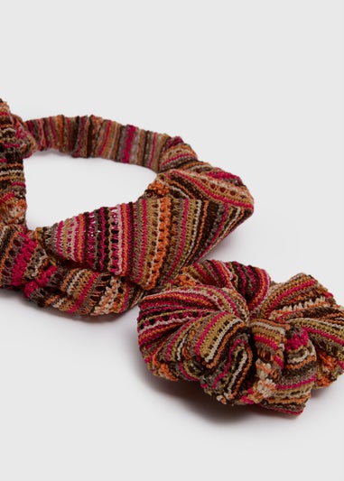2 Pack Multicolour Crochet Headband & Scrunchie Set
