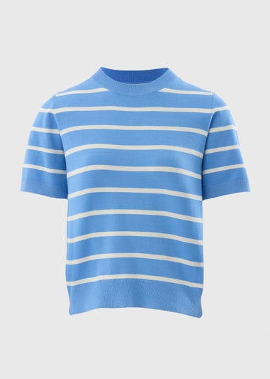 Et Vous Blue Stripe Short Sleeve Jumper