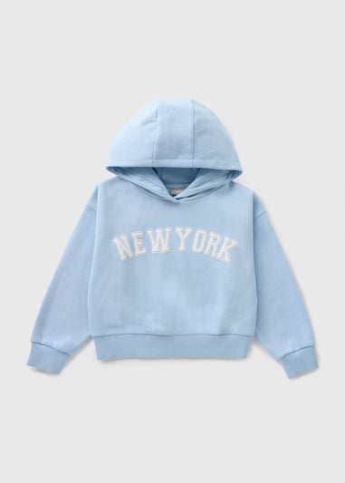 Girls Blue New York Cropped Hoodie (7-15yrs)