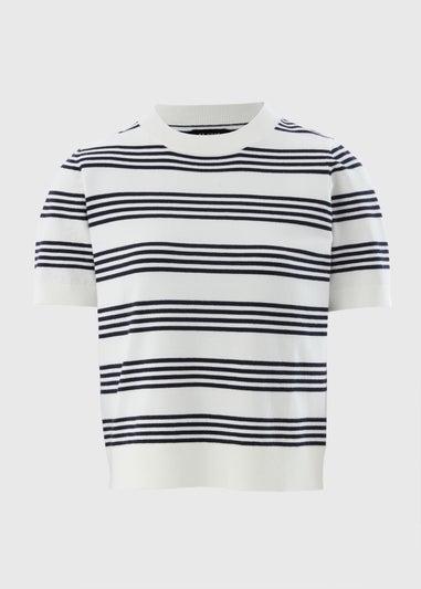 Et Vous Ivory Stripe Short Sleeve Jumper